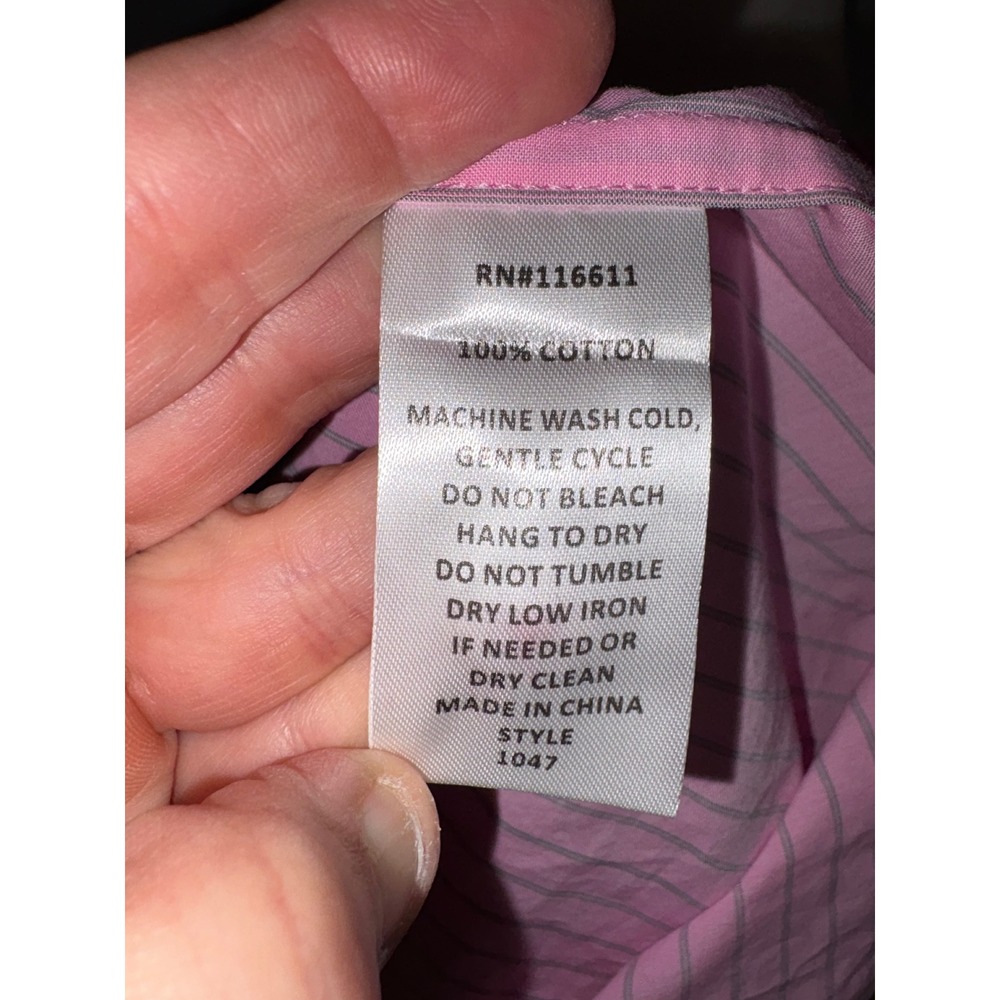 Self Contrast Pink Striped Back Cutout oversized Button Down Shirt 100% Cotton - Picture 6 of 9